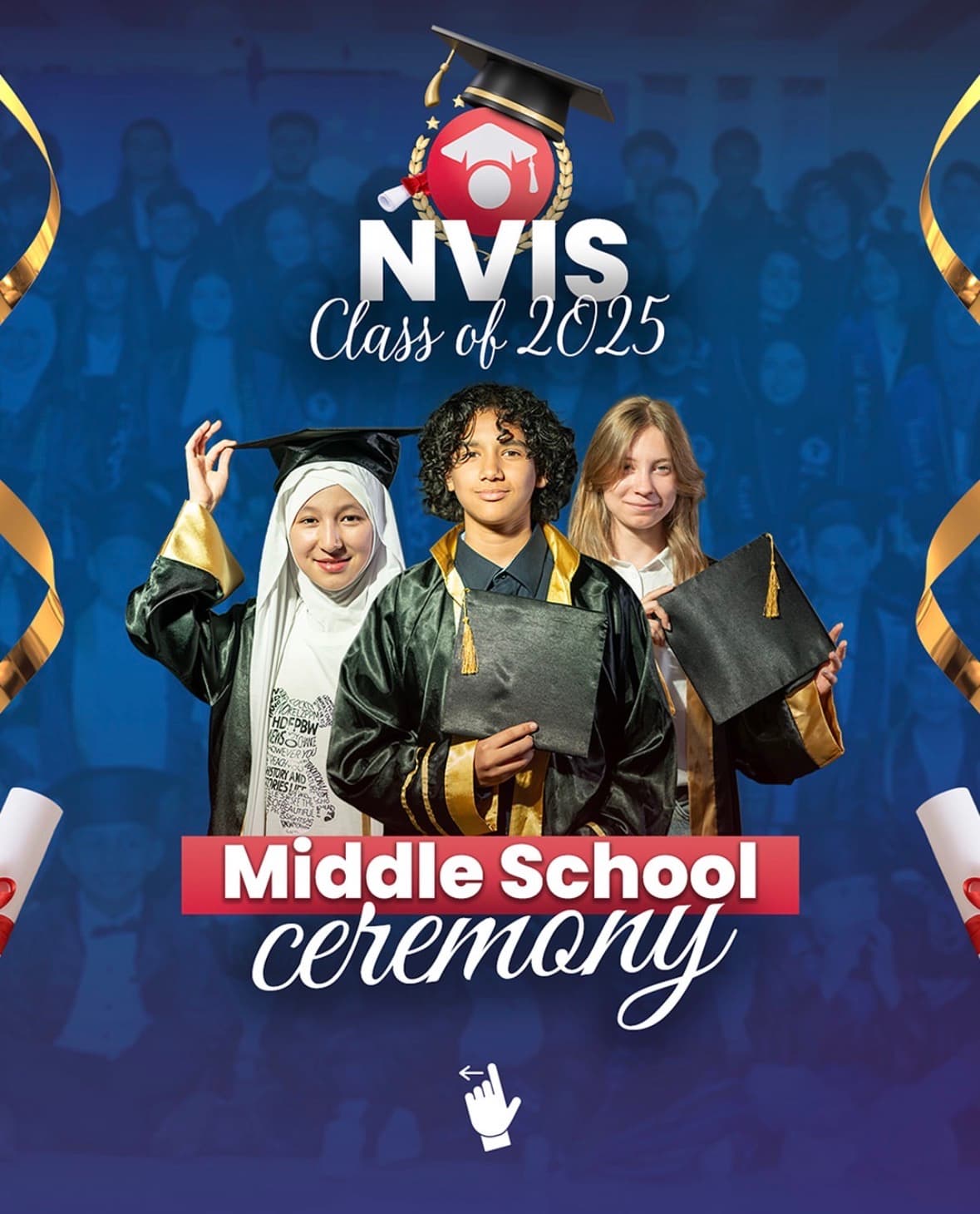 NVIS 2025 Mezunları — Ortaokul mezuniyet töreni